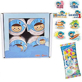 Hộp 4 lọ ruốc cá hồi Meiwa - tặng kẹo popin cookin soda + sticker