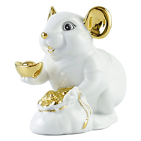 Chuột Phú Trang Trí Vàng 24K Gốm Sứ Minh Long