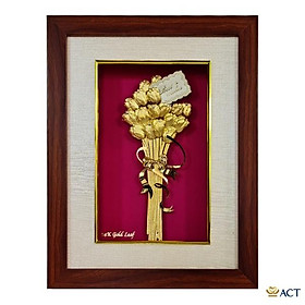 Tranh hoa tulip dát vàng 20x26 cm - Qùa tặng quà tặng vợ, quà tặng bạn gái, quà 20/10, quà 8/3, quà valentine,...