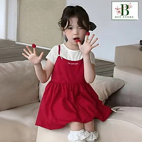 Set Đầm Bé Gái Áo Thun Babytee + Đầm Bí Từ 12-45KG Dành Cho Bé Gái