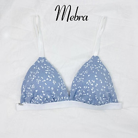 Áo bra cotton gân, không gọng mút rời, mỏng nhẹ BLACK BASIC Mebra