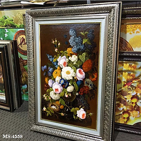 Tranh hoa treo tường phong cách cổ điển Châu âu. Tranh in trên chất liệu vải canvas cao cấp, khung gỗ composit. MS 4558