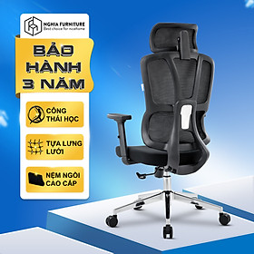 Ghế công thái học Nghia Furniture JOY - H, Tải trọng ghế 120kg, lưng lưới thoáng khí, ngả ghế 120 độ