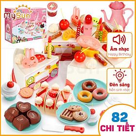 Đồ chơi TIỆC TRÀ cắt bánh kem sinh nhật có đèn cho bé gái bằng nhựa cao cấp – MySun