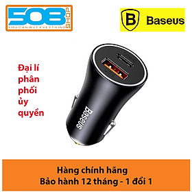 Tẩu Sạc Ô Tô Baseus Golden Contactor Max Dual Fast Charger Car Charger 60W - Hàng chính hãng