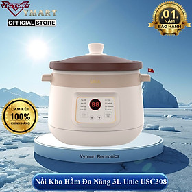 Nồi kho hầm đa năng UNIE USC308, lòng nồi gốm tử sa cao cấp, dung tích 3L, 8 chức năng nấu đa năng, bảo hành 12 Tháng - hàng chính hãng