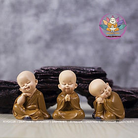 Mua Bộ gia đình chú tiểu áo nâu yêu đời trang trí nhà cửa  ôtô