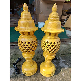Mua CẶP ĐÈN THỜ TỔ ONG GỖ MÀU VÀNG VÂN SIÊU ĐẸP (2 cái)