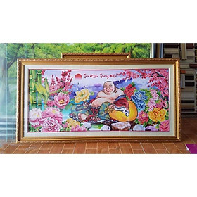 Tranh thêu chữ thập Phật Di lặc 130*60cm thêu sẵn