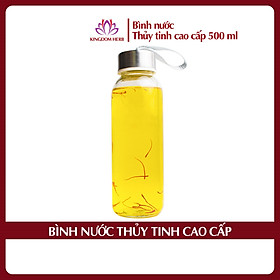 Bình thủy tinh đựng nước saffron Kingdom cao cấp, chai thủy tinh có nắp đậy, bình nước thủy tinh có dây xách tiện lợi, chai nước thủy tinh có mặt kính ép dày, chịu được nhiệt độ cao, dày dặn, cường lực và bền bỉ - 500ml