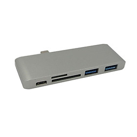 Type-C to USB3.0 Data Hub Adapter Charging Converter Card Reader Grey