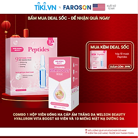 Combo 1 hộp Viên uống HA cấp ẩm trắng da Welson Beauty Hyaluron Vita Boost