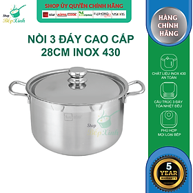 Nồi inox 3 đáy sandwich  FiveStar Standard nắp inox ( 16cm/18cm/ 20cm/24cm ),tặng 1 muỗng canh, dùng được mọi bếp