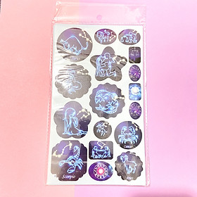 ( 12 tấm ) Ảnh dán sticker in hình 12 CUNG HOÀNG ĐẠO galaxy anime chibi trang trí xinh xắn