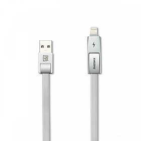 Mua Cáp sạc đa năng 2 trong 1 iPhone và Android Remax RC - 042t - Dây Dẹt Chống Rối - Đèn Led báo đầy - Chính hãng