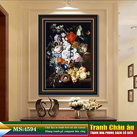 Tranh hoa treo tường phong cách cổ điển Châu âu. Tranh in trên chất liệu vải canvas cao cấp, khung gỗ composit. MS 4594