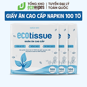 Mua Khăn giấy ăn khăn giấy khô cao cấp Ecotissue Napkins Paper gói 100 tờ thấm hút tốt mềm mịn an toàn sạch sẽ