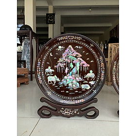Mua Đĩa gụ khảm tích đồng quê đường kính 38cm