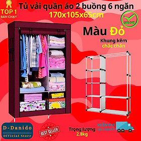 Mua Tủ quần áo 2 buồng 6 ngăn hàng Việt Nam cao cấp - Tủ vải 170cm chất lượng cao khung Inox tĩnh chắc chắn  cứng cáp - Hàng chính hãng D Danido