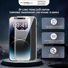 Ốp lưng trong suốt MIPOW Tempered Transparent cho iPhone 15 Series - Hàng chính hãng