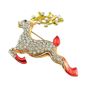 Clear Rhinestone Elk Deer Christmas Animal Collar Lapel Pin Corsage Brooch