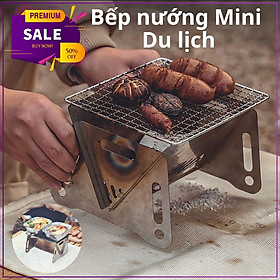Bếp nướng than hoa gấp gọn - Bếp nướng thịt BBQ Mini bằng thép không gỉ cho cắm trại ngoài trời, Có thể gấp gọn tiện dụng khi đi du lịch
