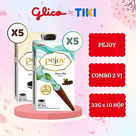 Bánh que nhân kem mix 2 vị cookie & cream socola bạc hà GLICO Pejoy  Happy