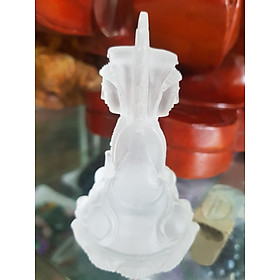 Mua TƯỢNG PHẬT BÀ QUAN ÂM 2 MẶT ĐÁ LƯU LY TRẮNG TINH ĐẸP  ĐỂ TRONG XE HƠI hoặc BÀN  Size cao 10cm đk 6cm mệnh KIM mệnh THỦY ạ