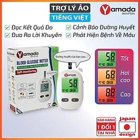 Máy đo đường huyết Yamada - Giọng nói tiếng Việt thông minh, thử tiểu đường, đo chỉ số hồng cầu HCT, tặng 10 que thử
