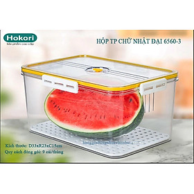 Bộ hộp thực phẩm chữ nhật HOKORI 6560, Bộ hộp đựng thực phẩm Nhựa Việt Nhật cao cấp có khóa cài chắc chắn - Hàng Việt Nam