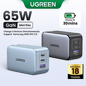 Mua Sạc Nhanh UGREEN GaN 65W - Công Nghệ PD3.0/PD2.0 + QC4/QC3.0/QC2.0 + PPS/SCP/AFC - Tương Thích Nhiều Thiết Bị Laptop/MacBook/i.Pad/i.Phone 15 14 13 Pro Max/Sam.sung S24 S23 Ultra - Hàng Chính Hãng