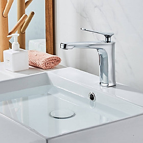 Mua Vòi lavabo nóng lạnh dùng cho lavabo âm bàn màu sáng bóng vật liệu đồng thau mạ crom sáng bóng