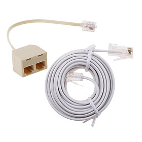RJ11 ADSL to Ethernet RJ11 6P4C to  8P4C Telephone Connector Plug Cable+2 way RJ11 6 Male to Female Telephone Splitter Adapter Converter for Landline Phone