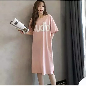 váy suông nữ dáng dài xẻ tà in chữ 23 phom rộng chất đẹp