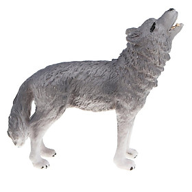 4 Pieces Plastic Animal Model Figurines For Kids Gift Home Decor Gray Wolf
