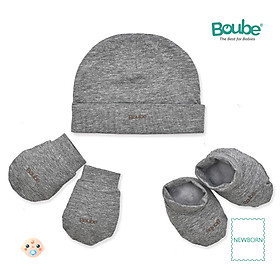 Set phụ kiện mũ, bao chân, bao tay nhiều màu sắc cho trẻ sơ sinh Boube, vải Cotton Organic thoáng mát - Size Newborn