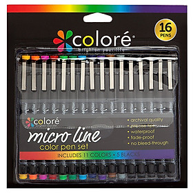 Colore 16Pcs/Set Ultra Fine Tip Micro Line Color Pen Set Painting Drawing Pens Art Supplies