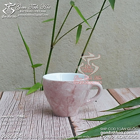 Mua Ly tách sứ uống cafe espresso 70ml men vân đá màu hồng Gốm sứ Bát Tràng cao cấp