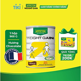 [Tặng 1 hộp kẹo VitaminC] Sữa Appeton Weight Gain cho Người lớn hương Chocolate lon 900g