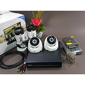 Mua Bộ KIT Camera Dahua CVI vỏ nhựa: 1 đầu ghi + 2 mắt thân trụ + 2 mắt gắn trần Hàng chính hãng