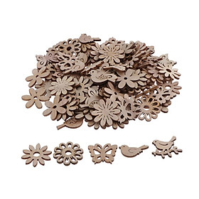 100x Birds Flower Blank Wood Disc Slice for Painting Drawing Engraving Craft