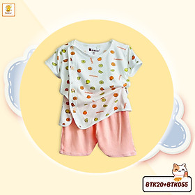 Bộ sơ sinh cotton tay ngắn cài lệch nhiều màu cho bé