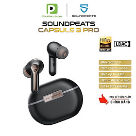 Tai Nghe Bluetooth 5.3 Chính Hãng Soundpeats Capsule 3 Pro ️ Chống ồn chủ động ANC up to -43db️ Game Mode 70ms ️ Hi Res Audio LDAC ️ Pin 52h ️ Hỗ trợ app - Hàng nhập khẩu chính hãng