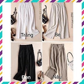 Quần ống rộng nữ chất đũi xước hàn quần đũi ống rộng cạp khóa khuy trước chun sau co giãn thoải mái Banamo Fashion 921
