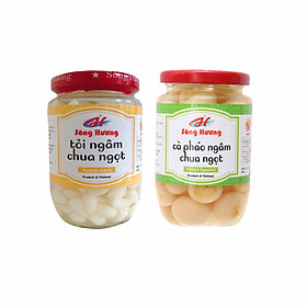Combo Sông Hương Cà Pháo Ngâm Chua Ngọt 370g + Tỏi Ngâm Chua Ngọt 370g