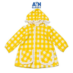 Áo khoác có nón bé gái họa tiết Caro Vàng thun da cá - AICDBGXH41YA - AIN Closet