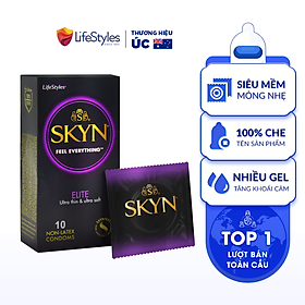 Bao cao su LifeStyles SKYN Elite Non-latex siêu mỏng siêu mềm không mùi cao su 10 bao