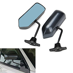 Universal F1 Style Carbon Fiber Look Blue Mirror Metal Bracket Side Wing Mirrors