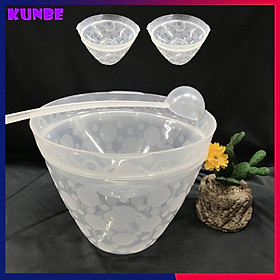 Combo 2 Bát Ướp Lạnh Đồ Uống, Dụng Cụ Ướp Lạnh Đồ Uống KUNBE Kèm Gáo Múc - Họa Tiết Hoa Văn Dày Dặn, Hàng Việt Nam Chất Lượng Cao