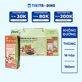 Sữa hạt cao cấp Óc chó - Macca - Đậu Đen - Hạnh Nhân - Đậu Nành & Yến Mạch không thêm đường 190ml (18hộp/xách)